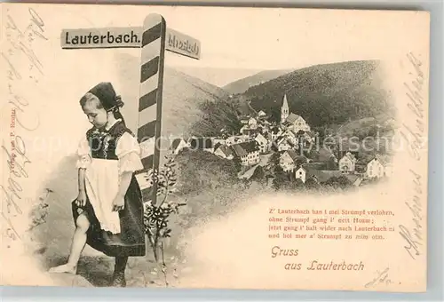 AK / Ansichtskarte Lauterbach Schwarzwald Wegweiser Teilansicht Maedchen Kat. Lauterbach