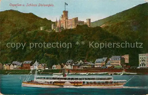 AK / Ansichtskarte Koblenz Rhein Capellen mit Schloss Stolzenfels Personendampfer Kat. Koblenz
