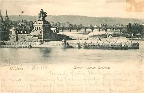 AK / Ansichtskarte Koblenz Rhein Kaiser Wilhelm Denkmal Dt Eck Kat. Koblenz