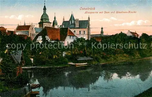 AK / Ansichtskarte Osnabrueck Hasepartie mit Dom und Ursulinen Kloster Kat. Osnabrueck