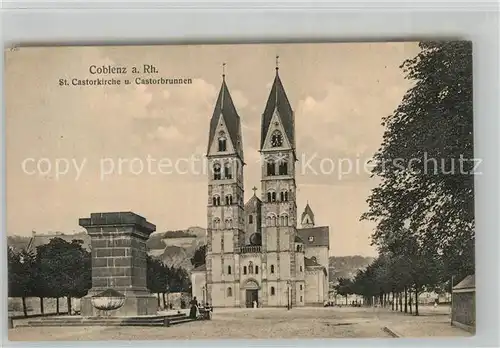 AK / Ansichtskarte Coblenz Koblenz St Castorkirche und Castorbrunnen Kat. Koblenz Rhein