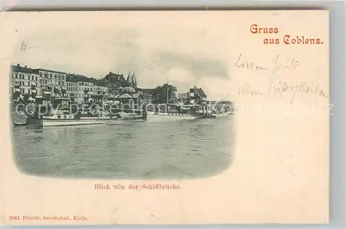 AK / Ansichtskarte Koblenz Rhein Blick von der Schiffbruecke Kat. Koblenz