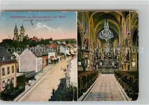 AK / Ansichtskarte Arenberg Koblenz Strassenpartie Inneres der Kirche Kat. Koblenz