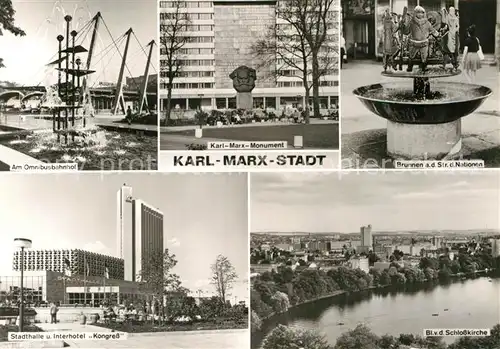 AK / Ansichtskarte Karl Marx Stadt Monument Stadthalle Interhotel Kongress Omnibusbahnhof  Kat. Chemnitz
