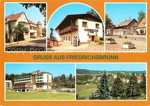 AK / Ansichtskarte Friedrichsbrunn Harz HO Gaststaette Brockenblick Klobenberg Baude HO Gaststaette Zum Ramberg FDGB Bettenhaus Kurt Dillge Kat. Friedrichsbrunn