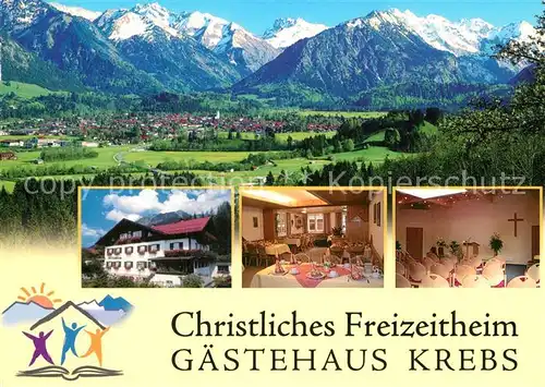 AK / Ansichtskarte Oberstdorf Christliches Freizeitheim Gaestehaus Krebs Alpenpanorama Kat. Oberstdorf