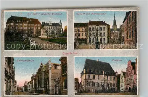 AK / Ansichtskarte Osnabrueck Kaiser Wilhelm Denkmal Domhof Marienkirche Wittekindstrasse Rathaus Kat. Osnabrueck