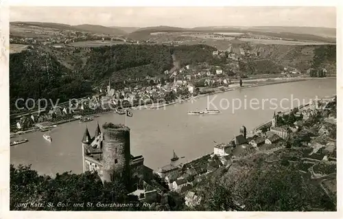 AK / Ansichtskarte St Goar Rhein mit Burg Katz und St Goarshausen Kat. Sankt Goar