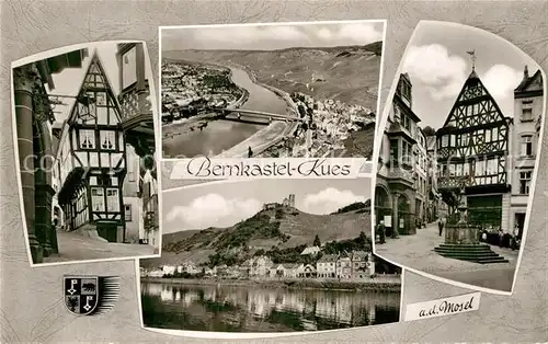 AK / Ansichtskarte Bernkastel Kues Fliegeraufnahme Marktplatz Fachwerkhaus Burg Kat. Bernkastel Kues