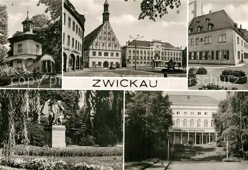 AK / Ansichtskarte Zwickau Sachsen Pavillon Schlosspark Planitz Hauptmarkt Rathaus Kat. Zwickau