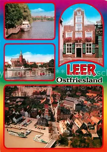 AK / Ansichtskarte Leer Ostfriesland Bootsanleger Hafen Rathaus Haus Samson Fliegeraufnahme Kat. Leer (Ostfriesland)