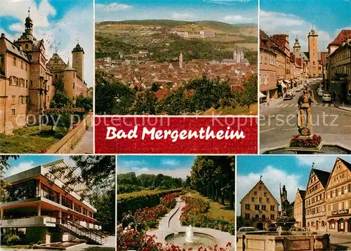 AK / Ansichtskarte Bad Mergentheim Stadtpanorama Deutschordensschloss Innenstadt Denkmal Brunnen Kurpark Kat. Bad Mergentheim