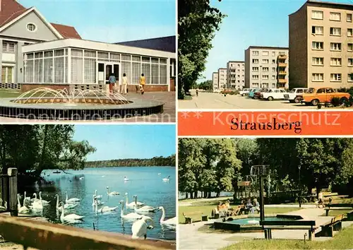 AK / Ansichtskarte Strausberg Brandenburg Haus der NVA Klub am See Artur Becker Strasse Schwaene am Straussee Fichteplatz Kat. Strausberg