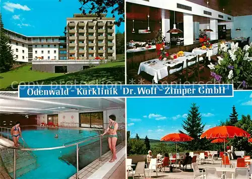 AK / Ansichtskarte Bad Koenig Odenwald Odenwald Kurklinik Dr Wolf Restaurant Terrasse Hallenbad Kat. Bad Koenig