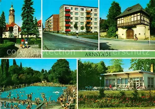 AK / Ansichtskarte Arnstadt Ilm Neideckturm Rudolstaedter Strasse Fischtor Bad HO Cafe DSF Kat. Arnstadt