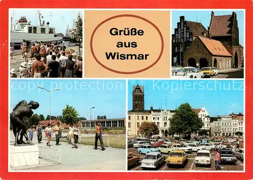 AK / Ansichtskarte Wismar Mecklenburg Anlegestelle der Weissen Flotte Wassertor Volksschwimmhalle Markt