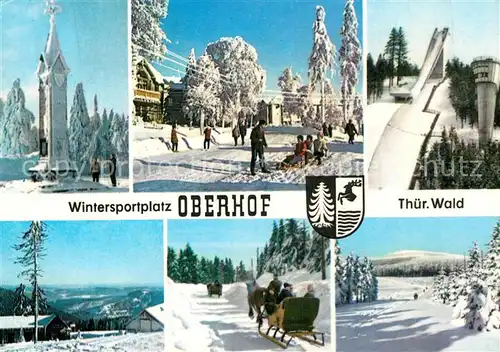AK / Ansichtskarte Oberhof Thueringen Winterpanorama Pferdeschlitten Skisprungschanze Kat. Oberhof Thueringen