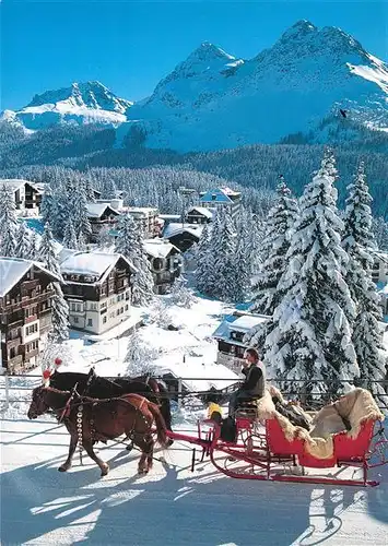 AK / Ansichtskarte Arosa GR Pferdeschlitten Panorama Wintersportplatz Alpen Kat. Arosa