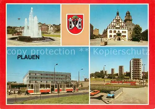 AK / Ansichtskarte Plauen Vogtland Springbrunnen Rathaus Bahnhof Punkthaeuser Kat. Plauen