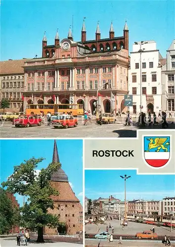 AK / Ansichtskarte Rostock Mecklenburg Vorpommern Rathaus Friedenseiche Doberaner Platz Kat. Rostock