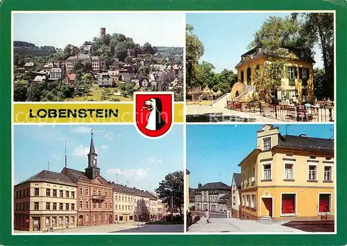 AK / Ansichtskarte Lobenstein Bad Teilansicht mit Altem Turm Parkpavillon Markt Rathaus Fussgaengerzone