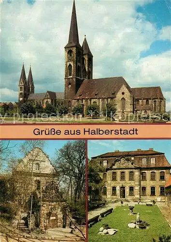 AK / Ansichtskarte Halberstadt Martinikirche Dom Jagdschloss Spiegelsberge Spiegelsche Kurie am Domplatz Museum Kat. Halberstadt