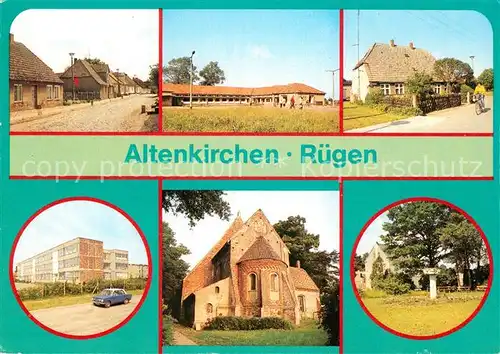 AK / Ansichtskarte Altenkirchen Ruegen Werner Seelenbinder Strasse Industriewaren Kaufhalle Polytechnische Oberschule Kirche Parkanlage Kat. Altenkirchen Ruegen