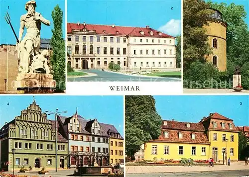 AK / Ansichtskarte Weimar Thueringen Marktbrunnen Schloss Bibliotheksturm Renaissancehaeuser am Markt Wittumspalais Kat. Weimar