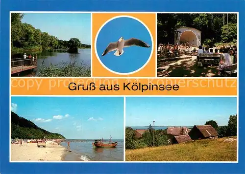 AK / Ansichtskarte Koelpinsee Usedom Blick zur Liebesinsel Koelpinsee Konzertplatz Strand Streckelberg Achterwasser Kat. Usedom