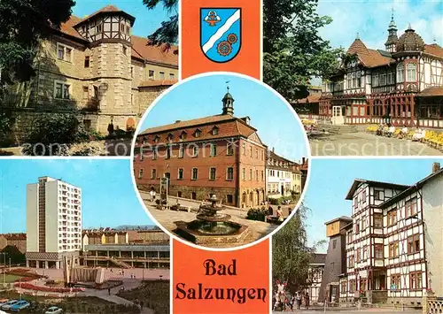 AK / Ansichtskarte Bad Salzungen Haunscher Hof Rathaus Gradierwerk Leninplatz Kurverwaltung Kat. Bad Salzungen
