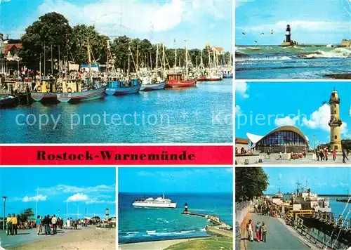 AK / Ansichtskarte Warnemuende Ostseebad Alter Strom Seepromenade Mole Konsumgaststaette Teepott Leuchtturm Kat. Rostock
