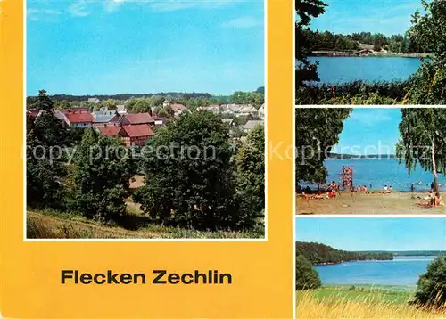 AK / Ansichtskarte Zechlin Flecken Teilansicht Schwarzer See Grosser Zechliner See Badestrand