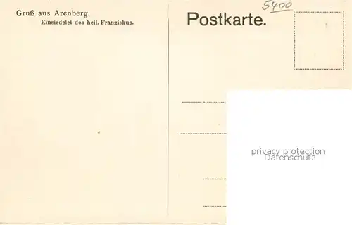 AK / Ansichtskarte Arenberg Koblenz Einsiedel des hl Franziskus Kat. Koblenz