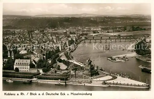 AK / Ansichtskarte Koblenz Rhein Deutsches Eck und Moselmuendung Kat. Koblenz