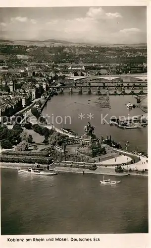 AK / Ansichtskarte Koblenz Rhein Deutsches Eck und Moselmuendung Kat. Koblenz