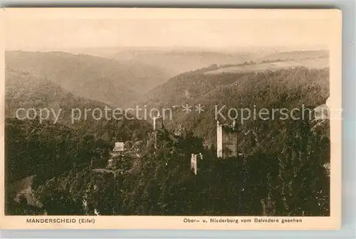 AK / Ansichtskarte Manderscheid Eifel Ober  und Niederburg vom Belvedere gesehen Kat. Manderscheid