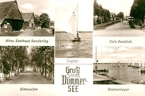 AK / Ansichtskarte Duemmersee Diepholz Altes Gasthaus Sandring Birkenallee Segler Cafe Seeblick Bootsanleger