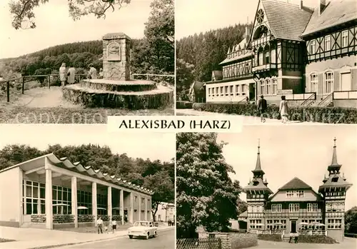 AK / Ansichtskarte Alexisbad Harz Friedensdenkmal Hotel Linde Cafe Exquisit Gaststaette Goldene Aue Cafe Selketal Kat. Harzgerode