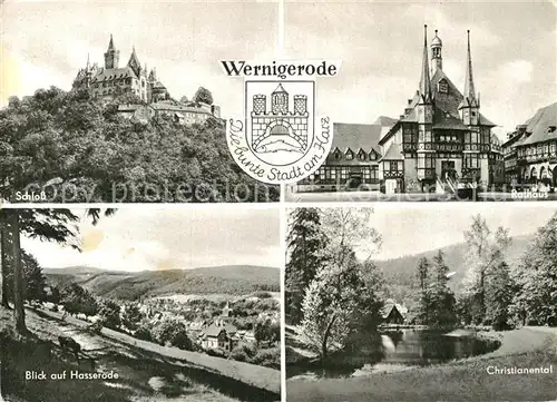 AK / Ansichtskarte Wernigerode Harz Schloss Rathaus Christianental Blick auf Hasserode Kat. Wernigerode