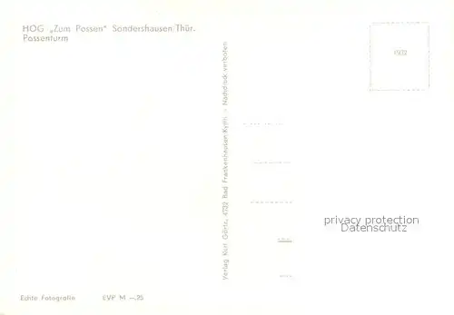 AK / Ansichtskarte Sondershausen Thueringen HOG Zum Possen Possenturm Kat. Sondershausen