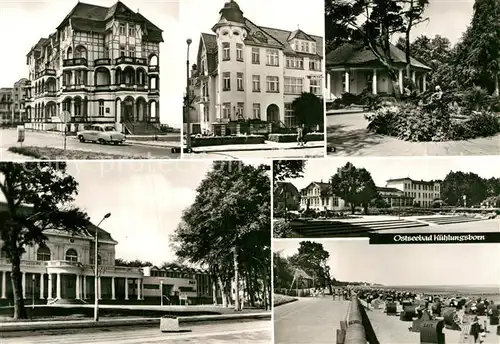 AK / Ansichtskarte Kuehlungsborn Ostseebad FDGB Erholungsheim HO Gaststaette Konzertgarten Meerwasserschwimmhalle Ostseehotel Strand Promenade Kat. Kuehlungsborn