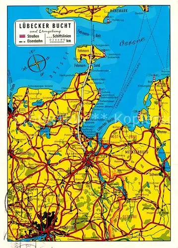 AK / Ansichtskarte Landkarte auf Ak Luebecker Bucht  Kat. Besonderheiten