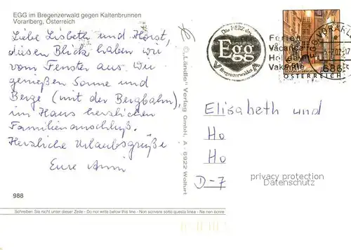 AK / Ansichtskarte Egg Bregenzerwald gegen Kaltenbrunnen 