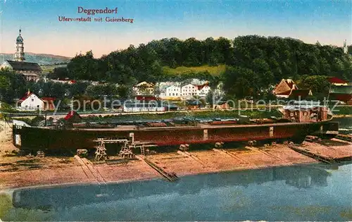 AK / Ansichtskarte Deggendorf Donau Ufervorstadt mit Geiersberg Schiffswrack Kat. Deggendorf