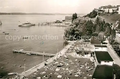 AK / Ansichtskarte Meersburg Bodensee Strandbad Hafen Faehre Kat. Meersburg