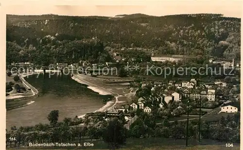 AK / Ansichtskarte Tetschen Bodenbach Boehmen Panorama Blick ueber die Elbe Kat. Decin