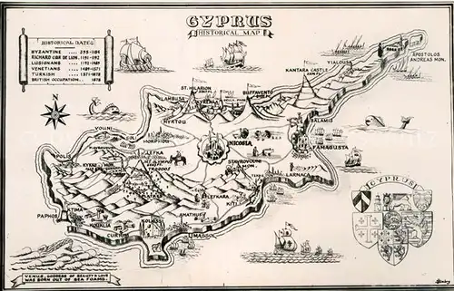AK / Ansichtskarte Cyprus Zypern Historische Landkarte Wappen Kat. Zypern