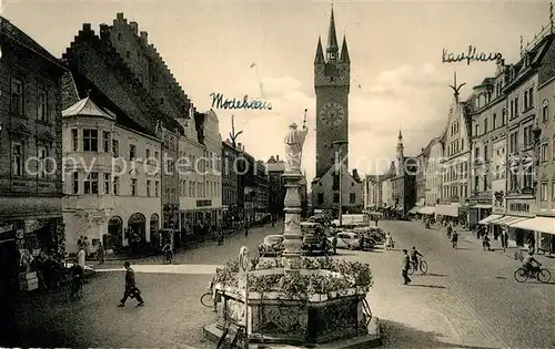 AK / Ansichtskarte Straubing Ludwigsplatz Brunnen Turm Kat. Straubing