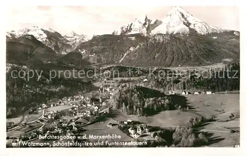 AK / Ansichtskarte Berchtesgaden Panorama Blick von der Marxenhoehe mit Watzmann Schoenfeldspitze Funtenseetauern Kat. Berchtesgaden