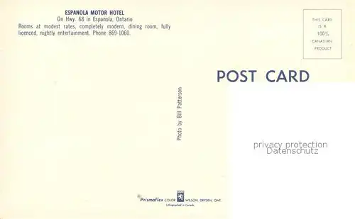 AK / Ansichtskarte Espanola Ontario Motor Hotel Kat. Espanola